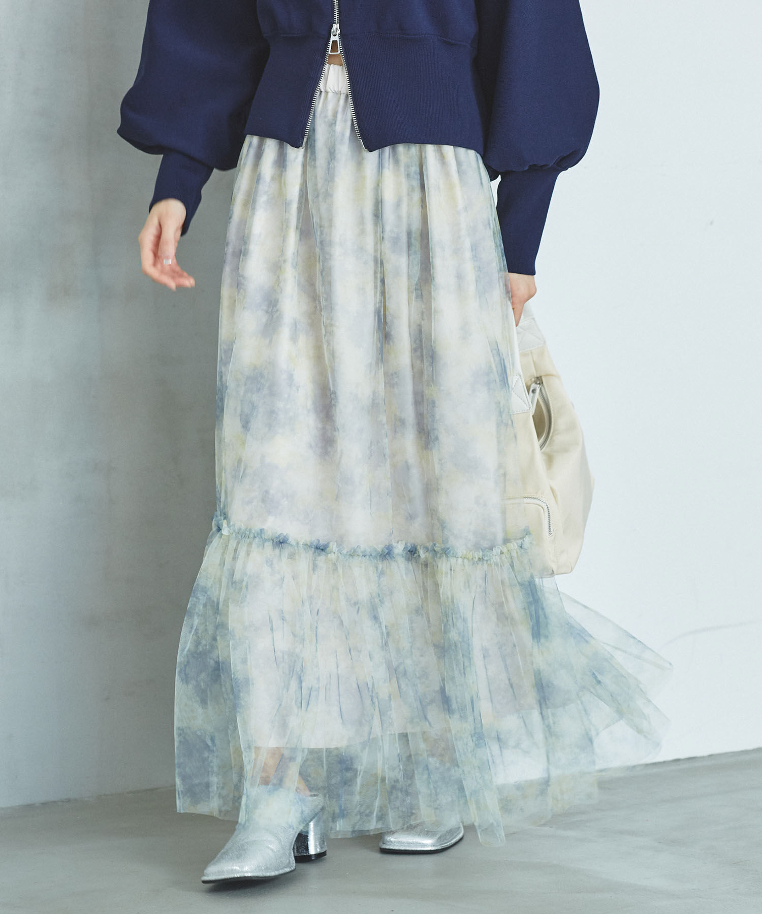 VIS「ニュアンス柄チュールスカート」|スカート|