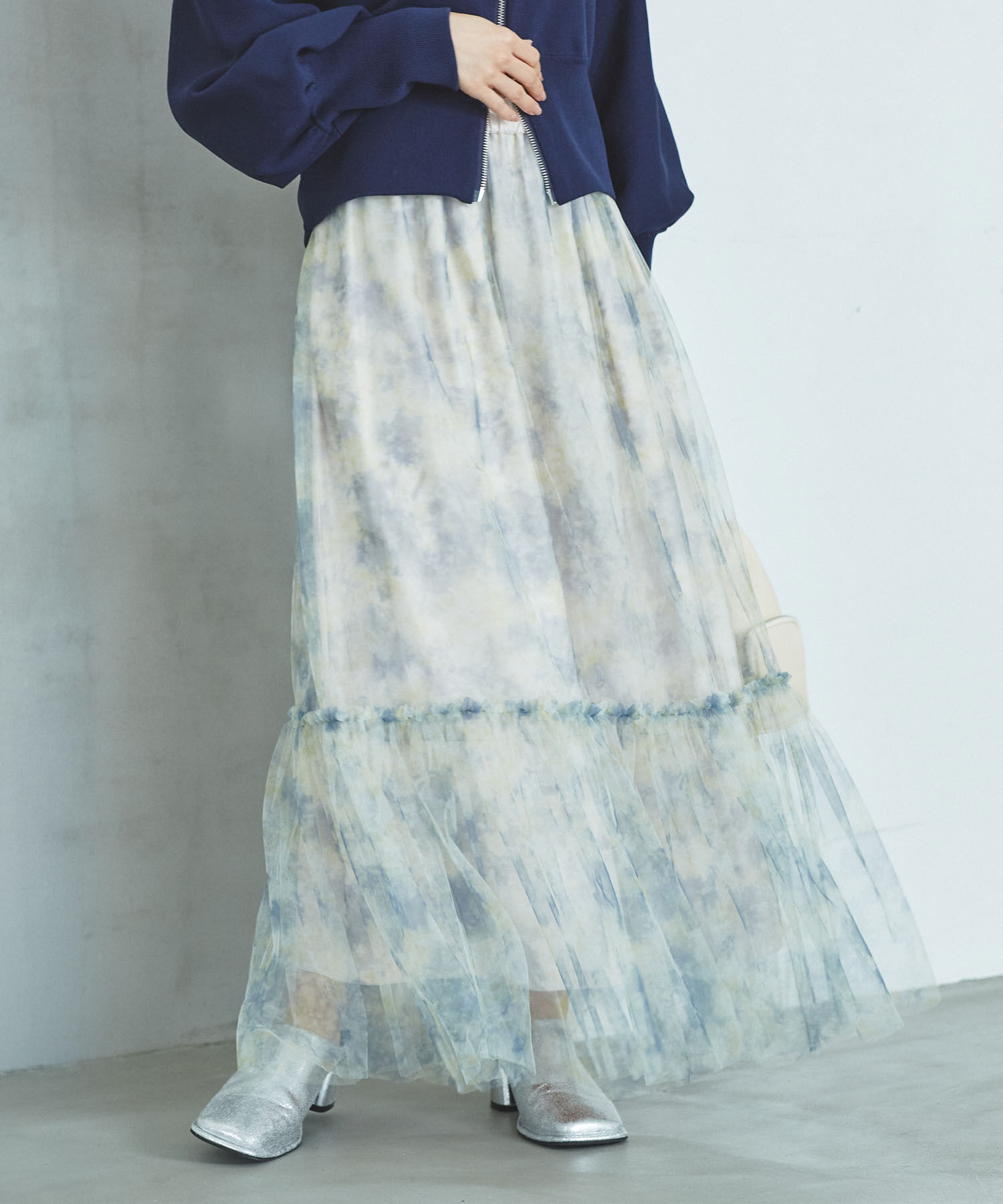VIS「ニュアンス柄チュールスカート」|スカート|