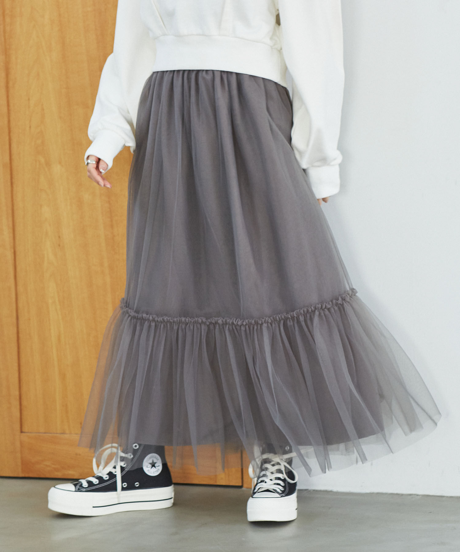 VIS「ニュアンス柄チュールスカート」|スカート|