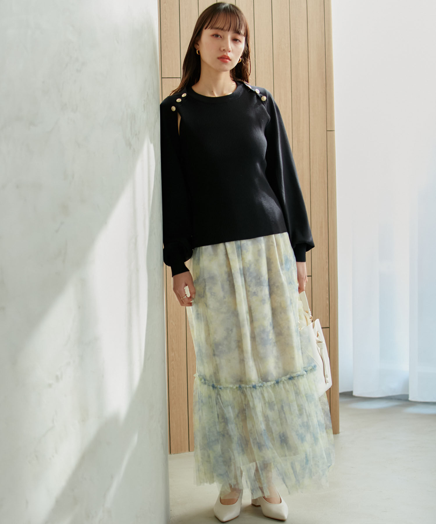 VIS「ニュアンス柄チュールスカート」|スカート|