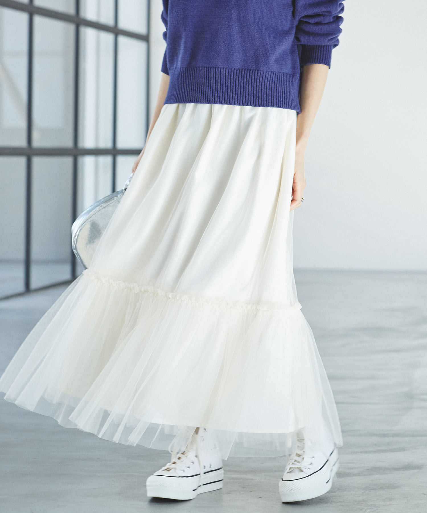 VIS「ニュアンス柄チュールスカート」|スカート|