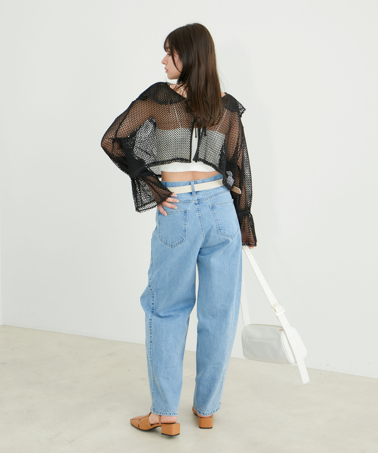 VIS「【前後2WAY】メッシュフリルカーディガン」|シャツ・ブラウス|