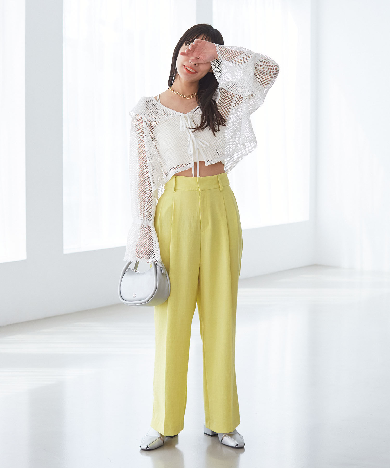 VIS「【前後2WAY】メッシュフリルカーディガン」|シャツ・ブラウス|