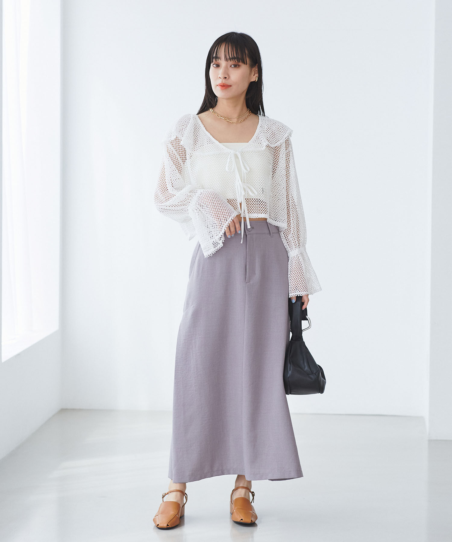 VIS「【前後2WAY】メッシュフリルカーディガン」|シャツ・ブラウス|