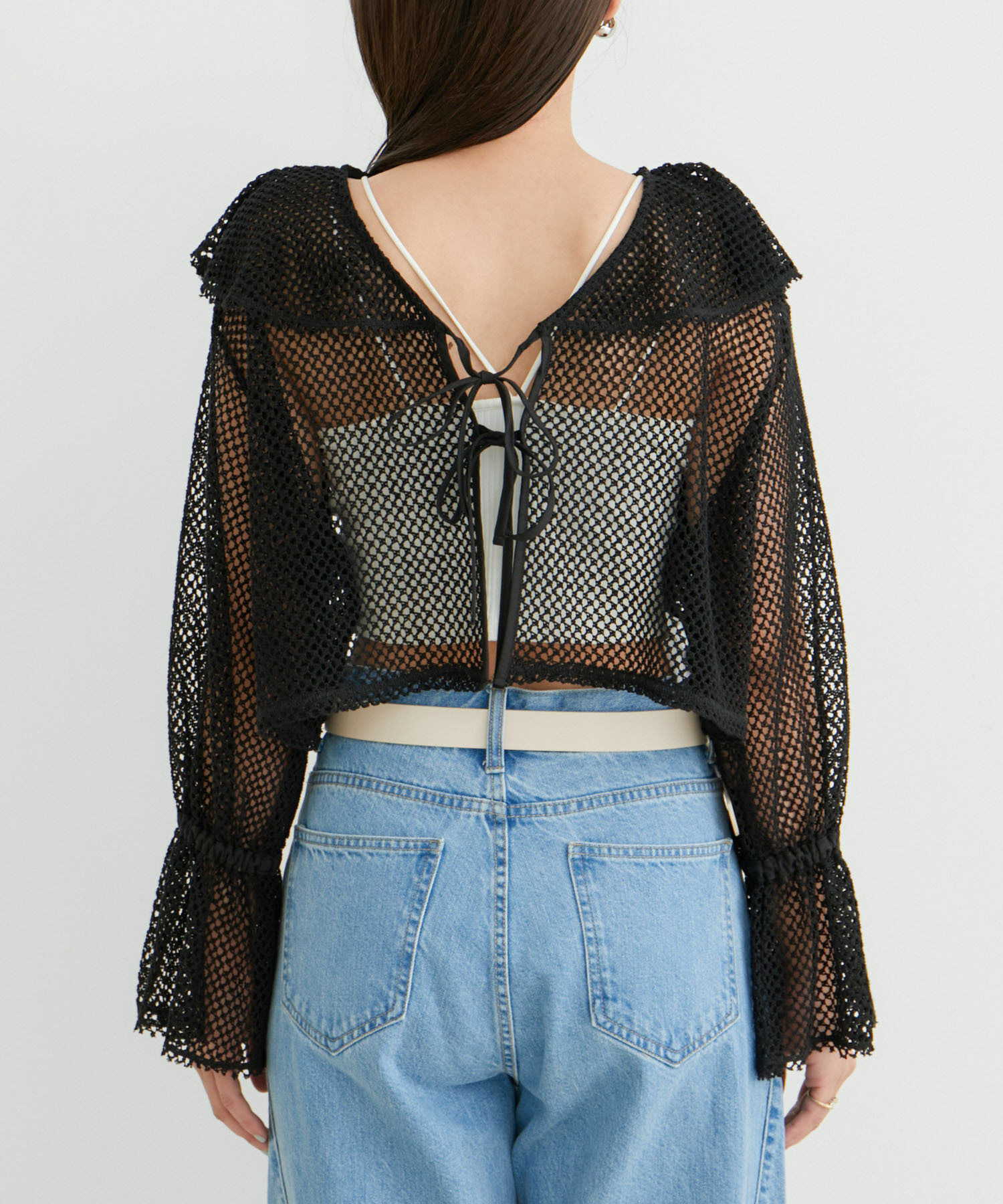 VIS「【前後2WAY】メッシュフリルカーディガン」|シャツ・ブラウス|