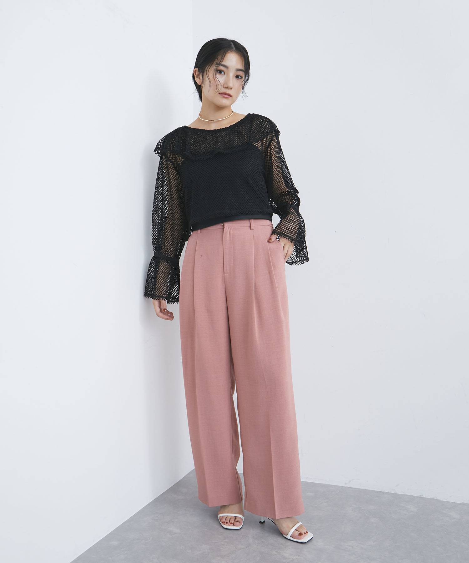 VIS「【前後2WAY】メッシュフリルカーディガン」|シャツ・ブラウス|