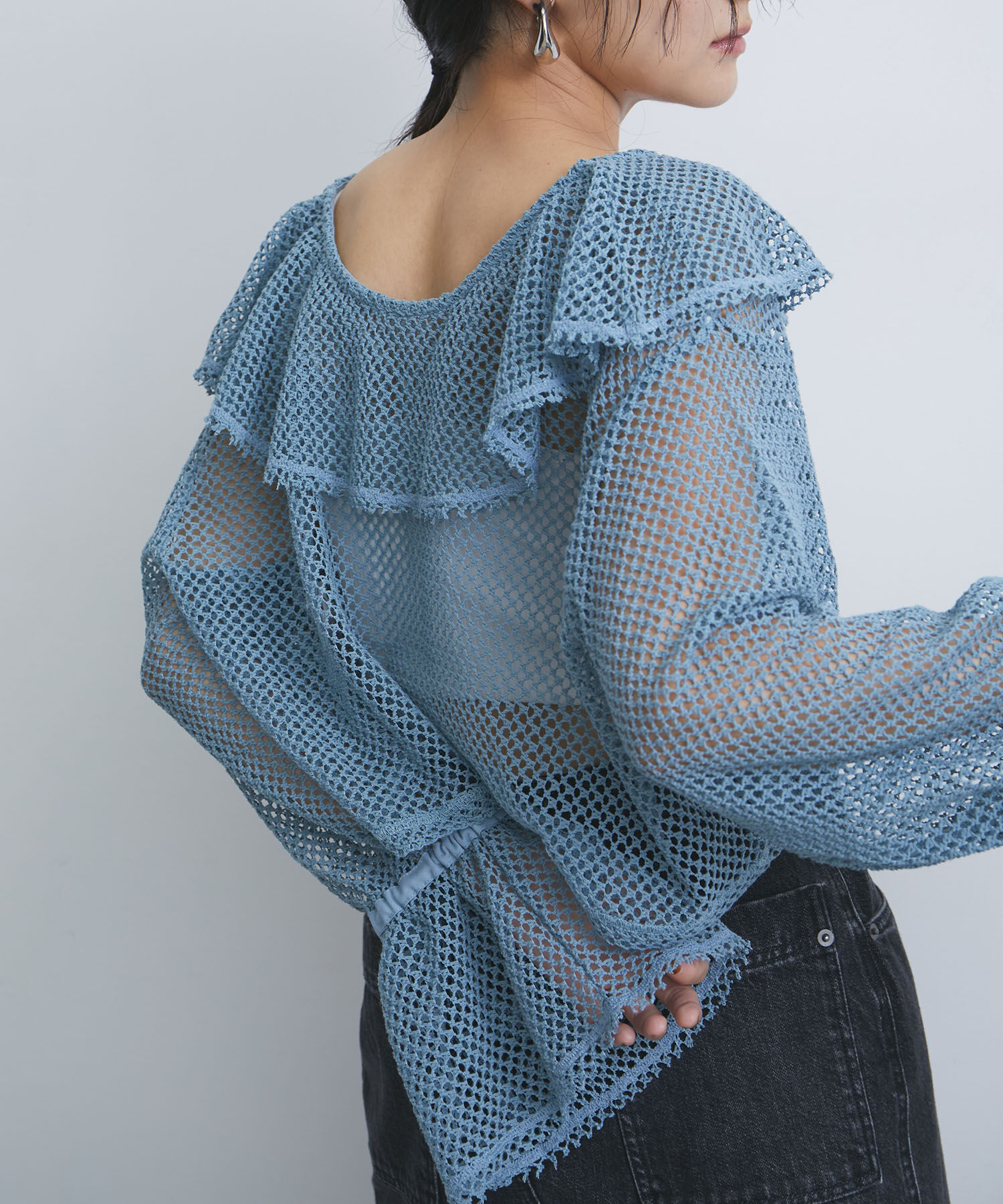 VIS「【前後2WAY】メッシュフリルカーディガン」|シャツ・ブラウス|