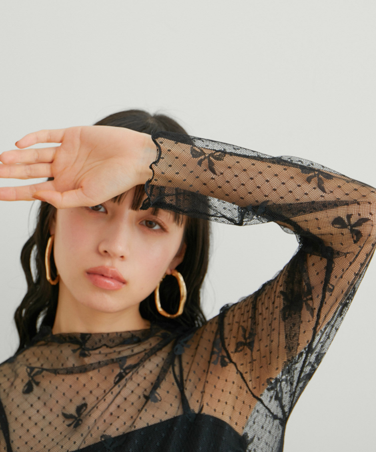 VIS「【WEB/一部店舗限定】リボンモチーフチュールプルオーバー」|Tシャツ・カットソー|