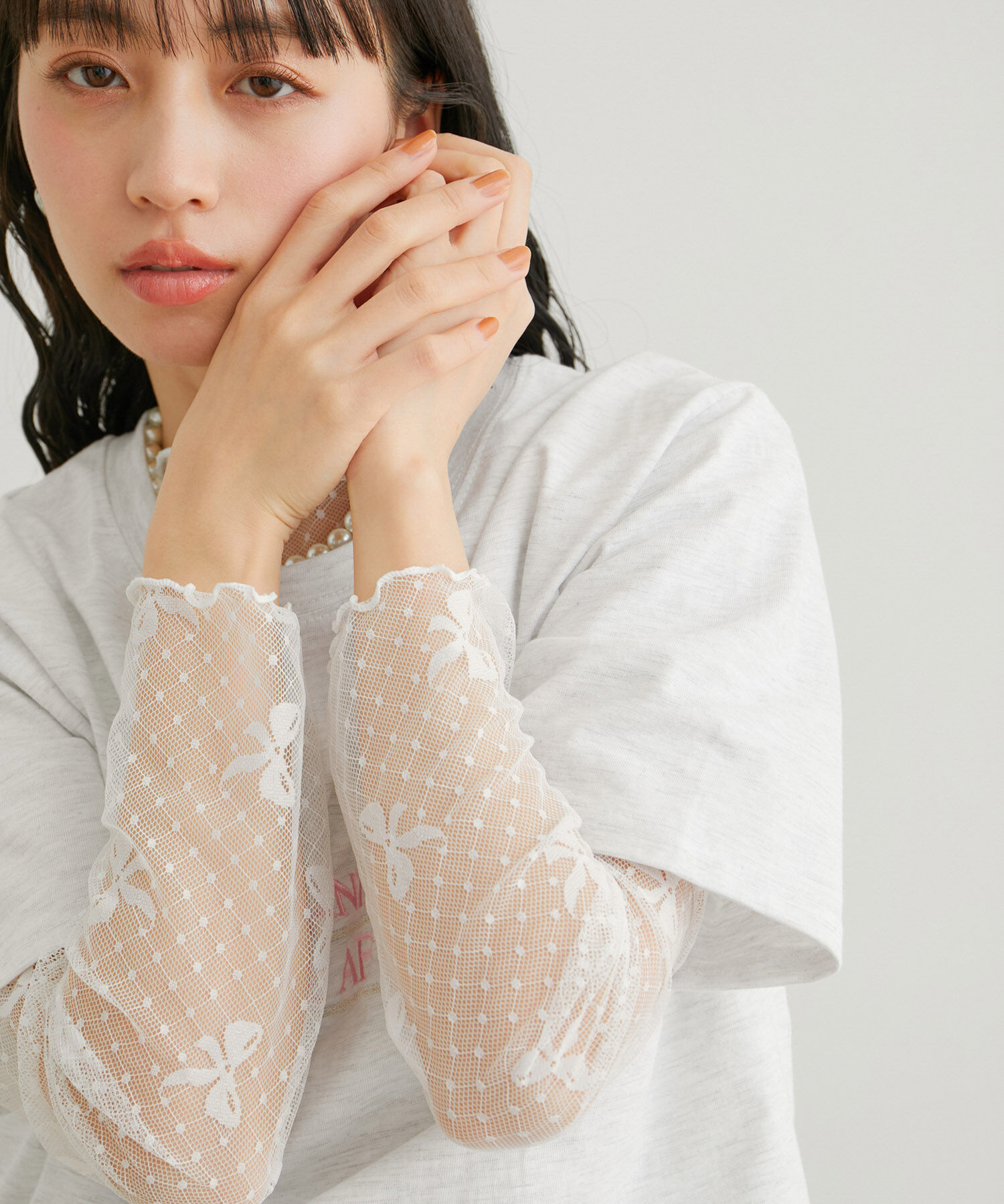 VIS「【WEB/一部店舗限定】リボンモチーフチュールプルオーバー」|Tシャツ・カットソー|