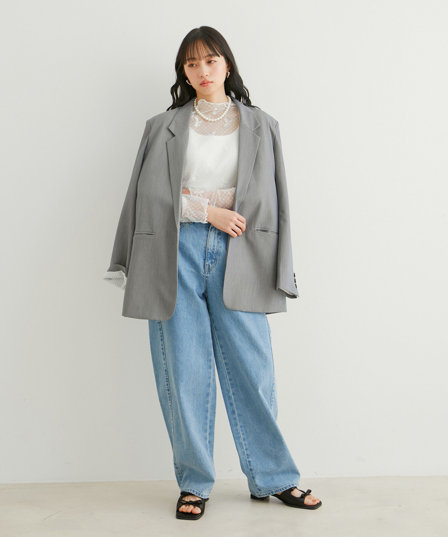 VIS「【WEB/一部店舗限定】リボンモチーフチュールプルオーバー」|Tシャツ・カットソー|