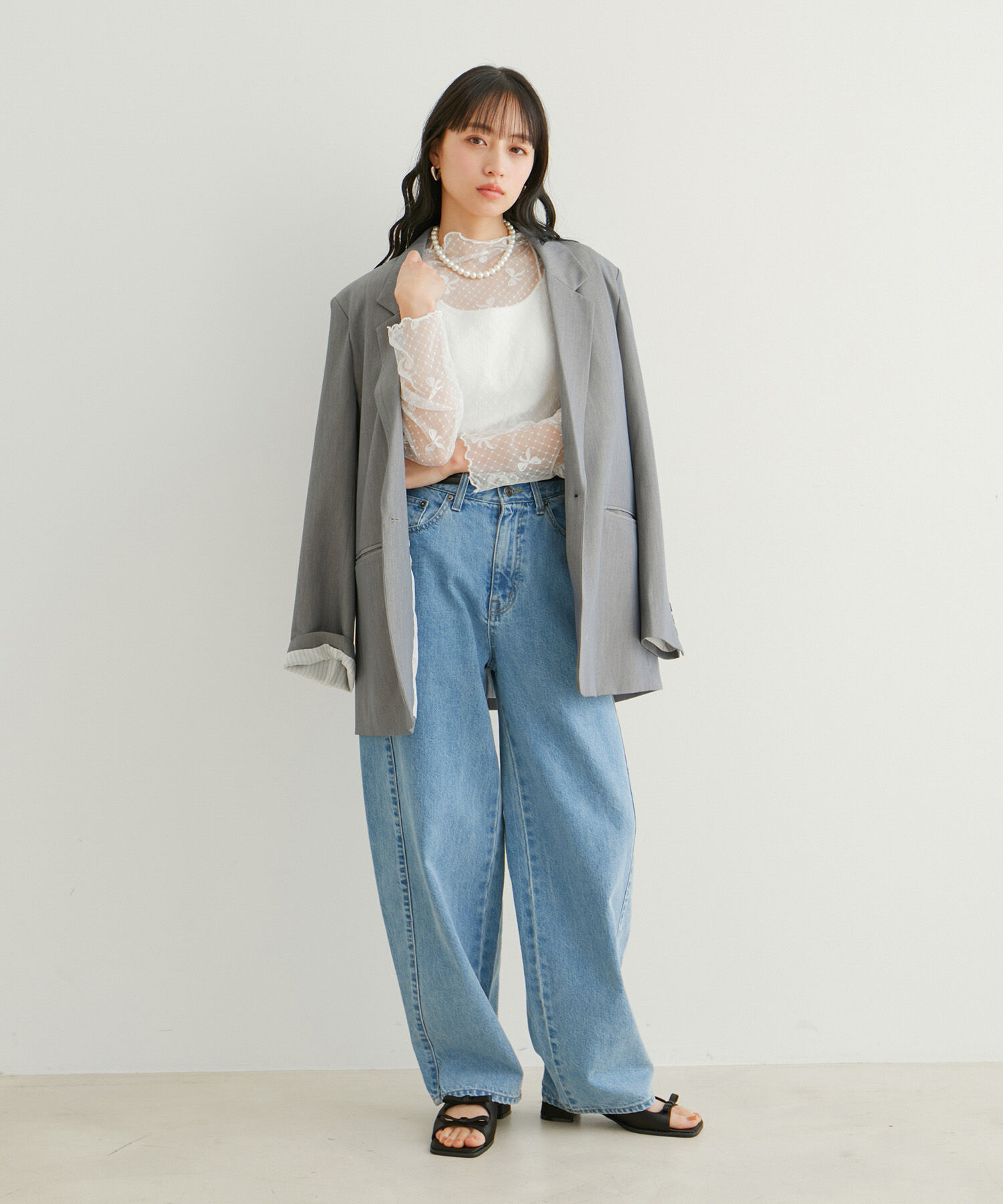 VIS「【WEB/一部店舗限定】リボンモチーフチュールプルオーバー」|Tシャツ・カットソー|