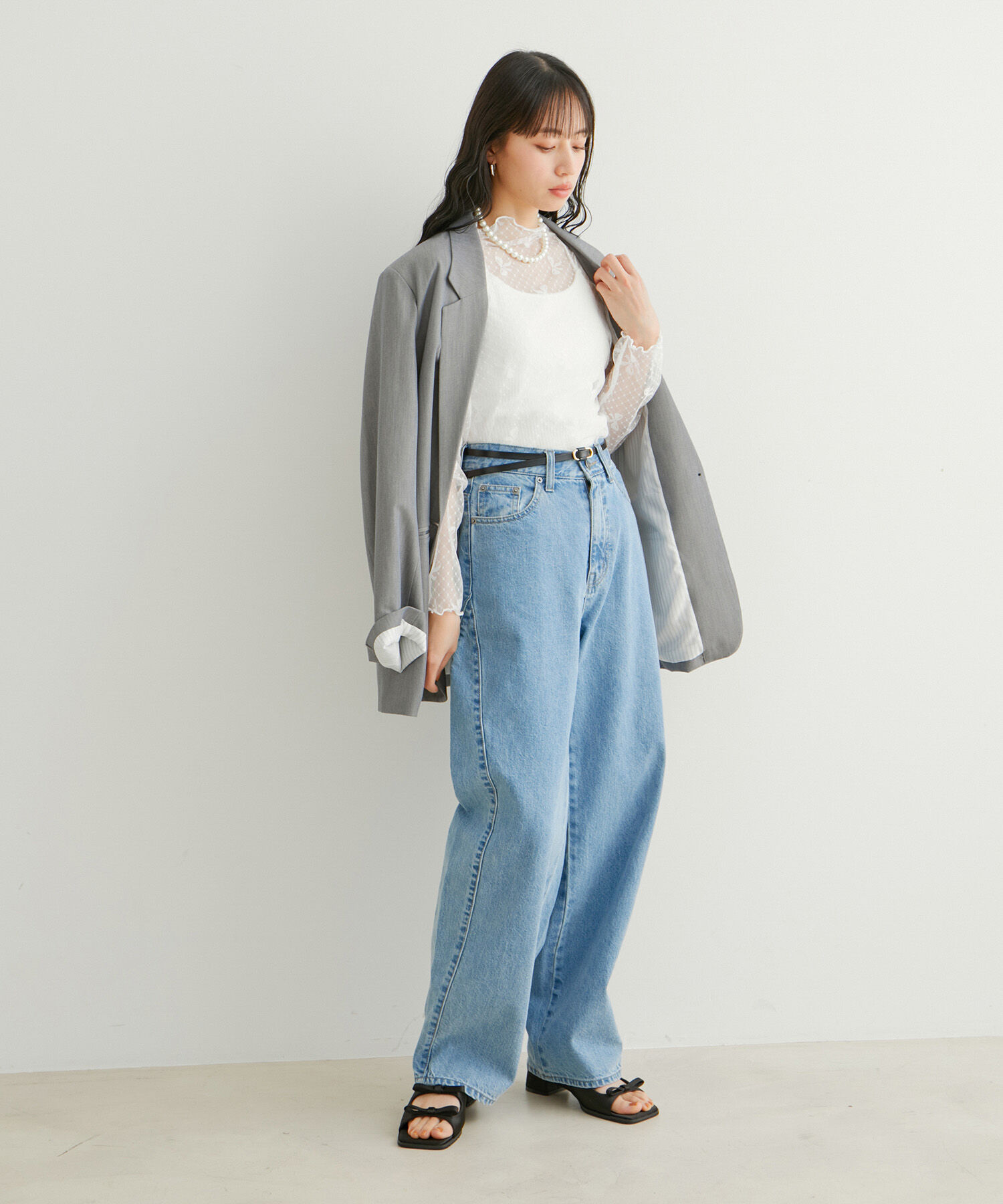 VIS「【WEB/一部店舗限定】リボンモチーフチュールプルオーバー」|Tシャツ・カットソー|