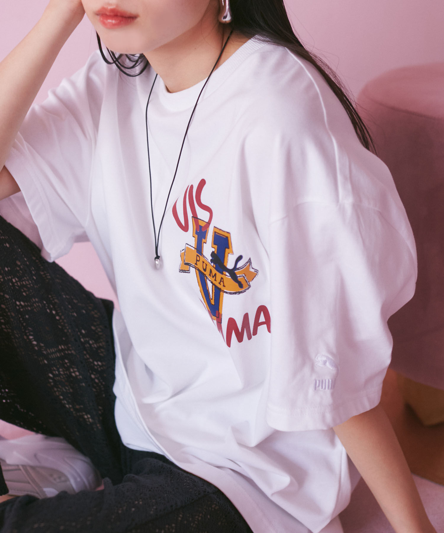 VIS「【PUMA】VIS別注 オリジナルロゴオーバーサイズTシャツ」|Tシャツ・カットソー|ホワイト系(11)