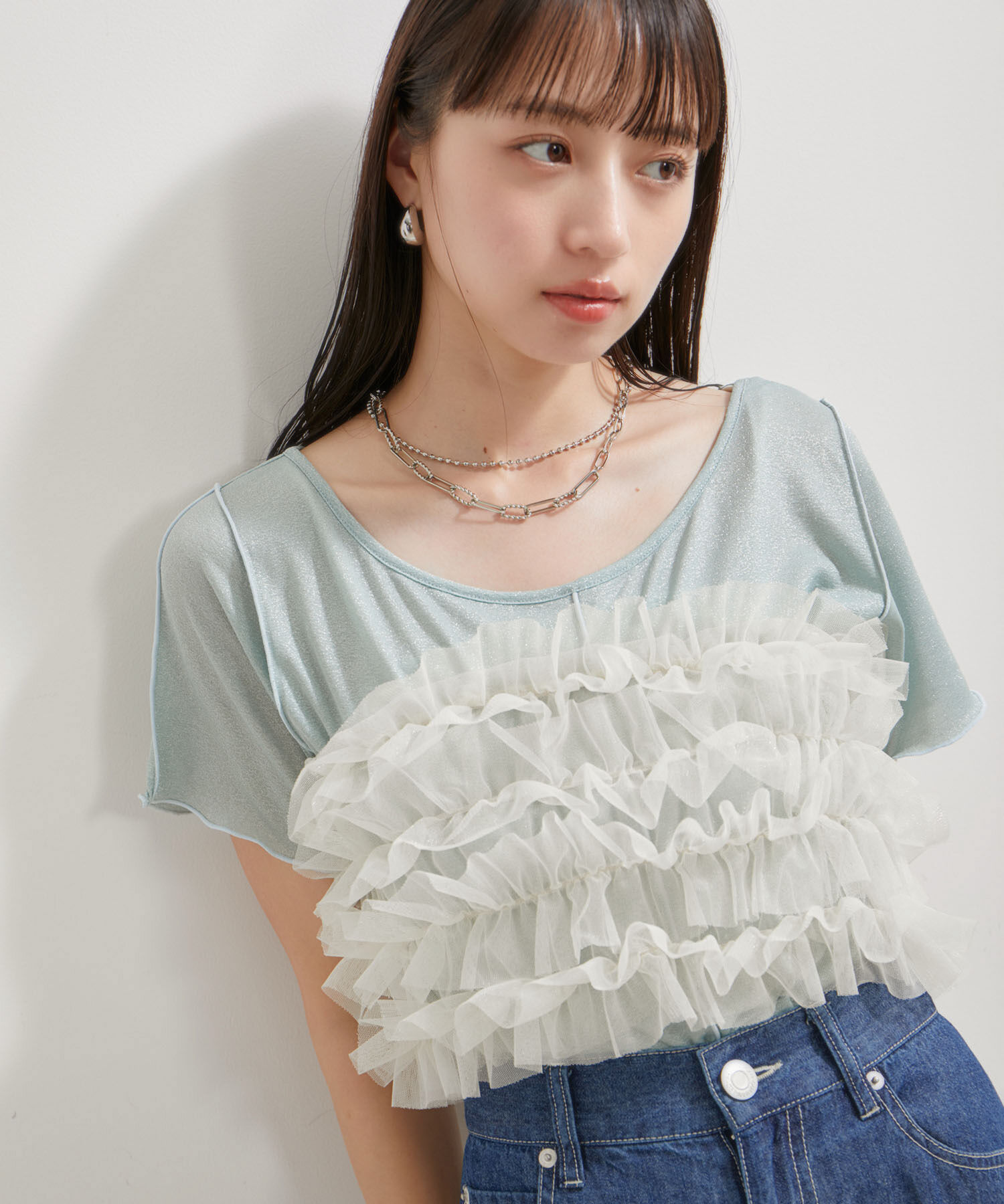 VIS「【洗える】ラメメローTシャツ」|Tシャツ・カットソー|