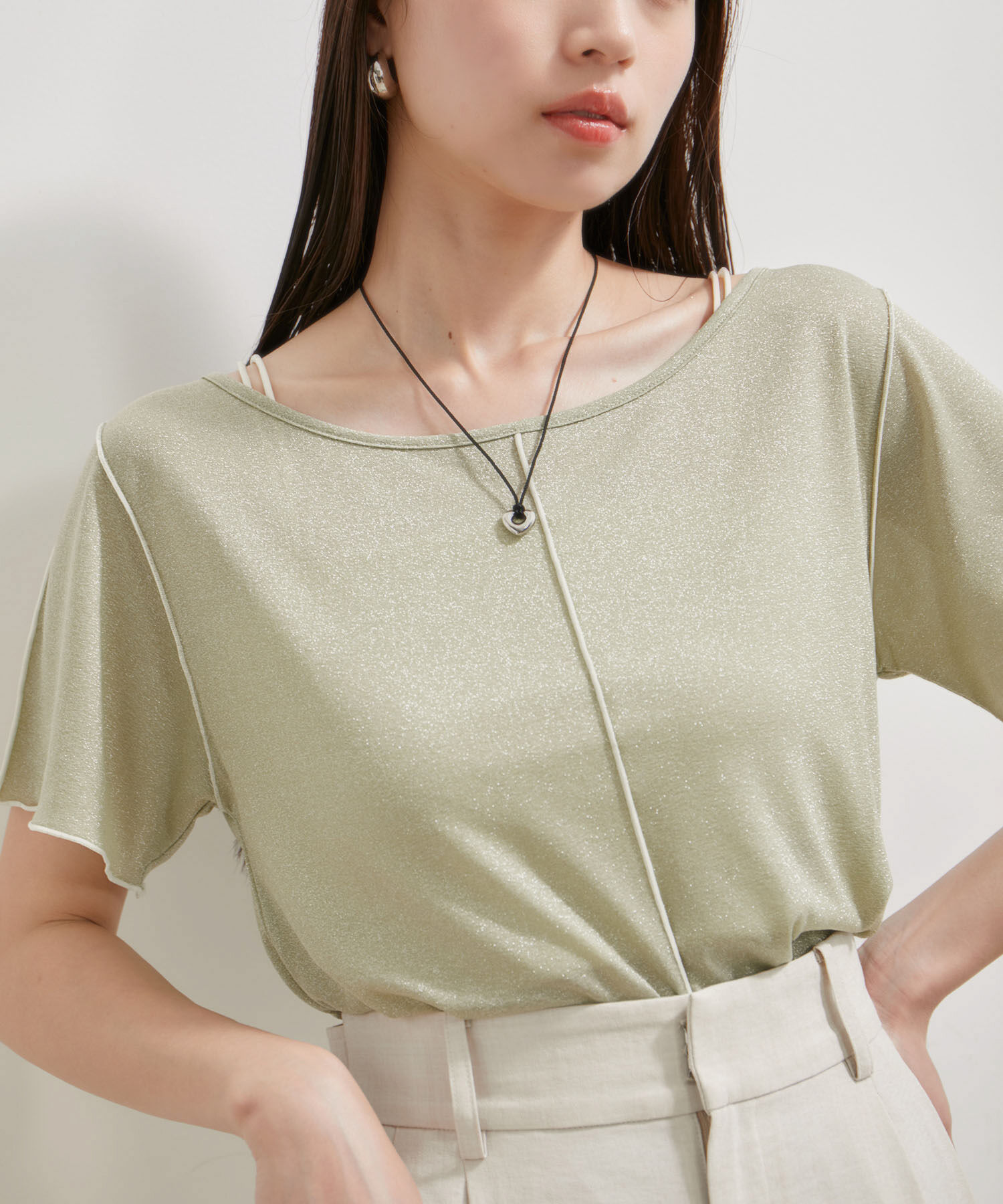 VIS「【洗える】ラメメローTシャツ」|Tシャツ・カットソー|