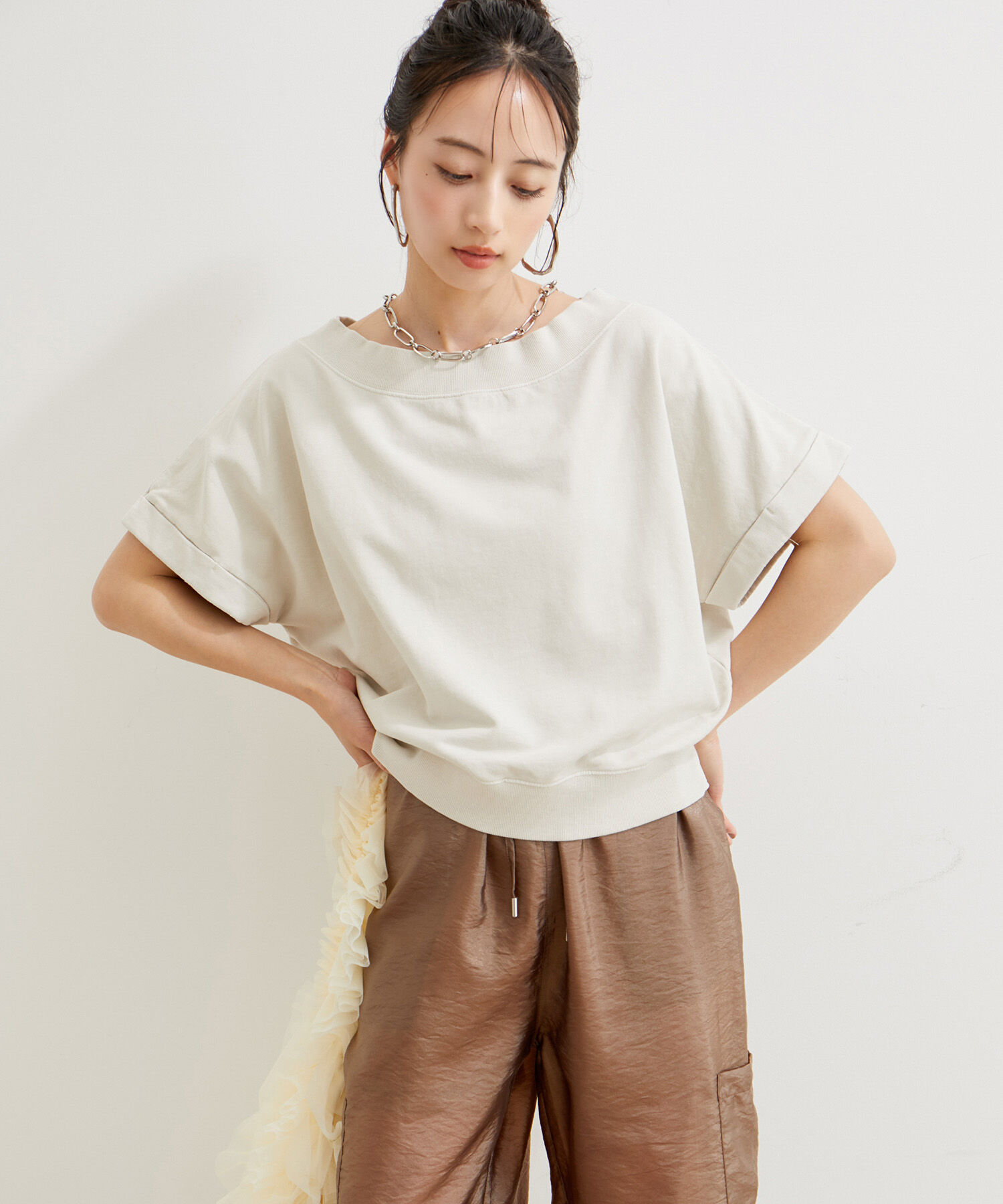 VIS「【洗える】ピグメント加工ワンショルプルオーバー」|Tシャツ・カットソー|