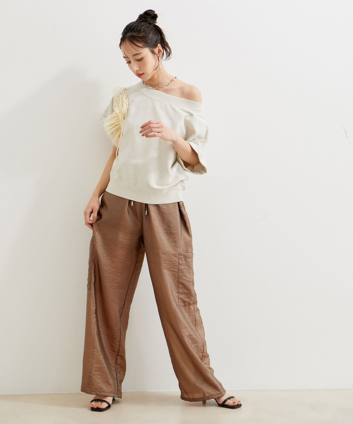 VIS「【洗える】ピグメント加工ワンショルプルオーバー」|Tシャツ・カットソー|