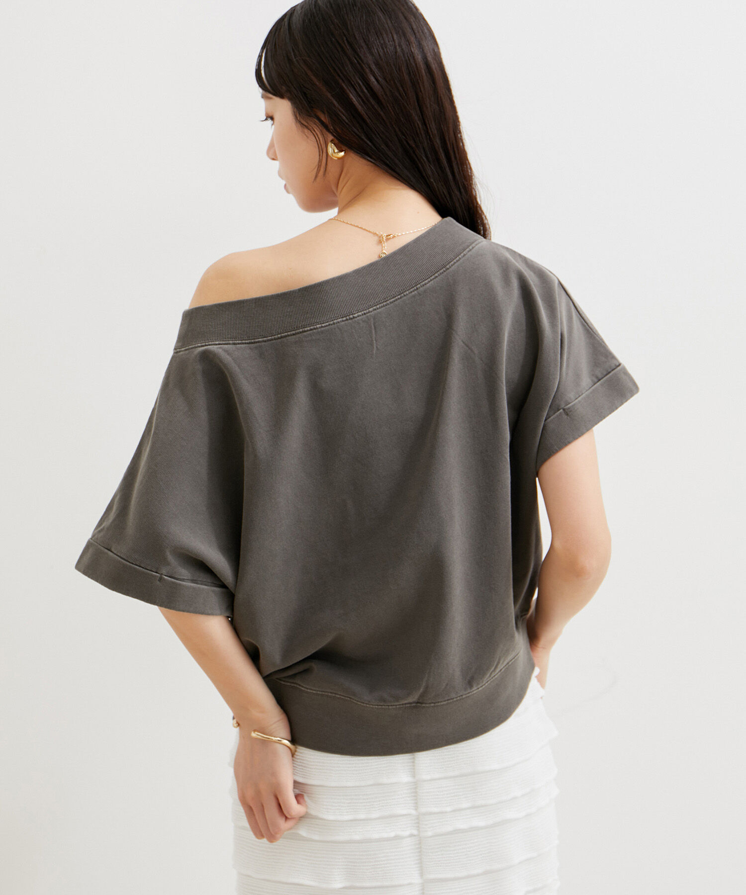 VIS「【洗える】ピグメント加工ワンショルプルオーバー」|Tシャツ・カットソー|