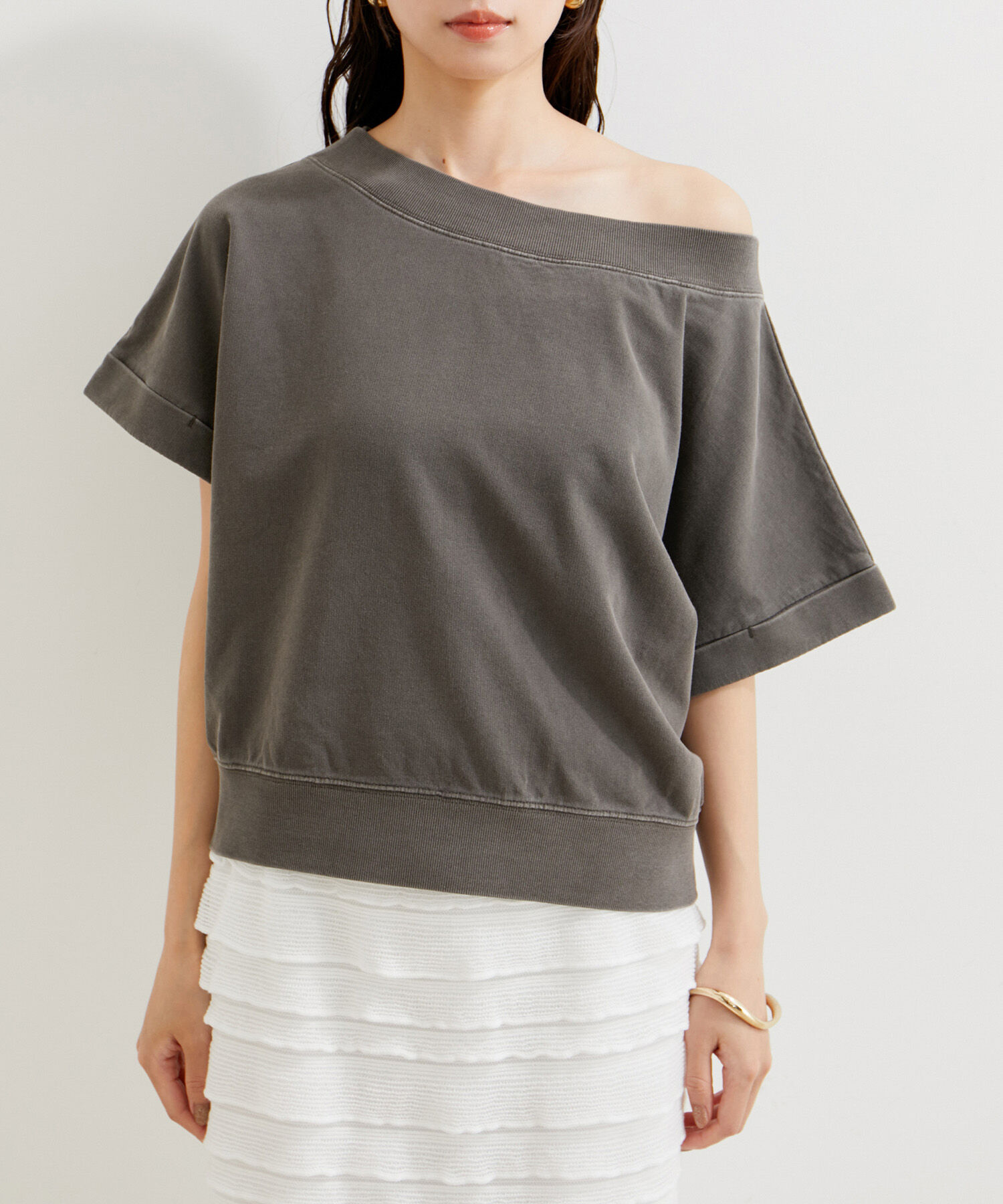 VIS「【洗える】ピグメント加工ワンショルプルオーバー」|Tシャツ・カットソー|