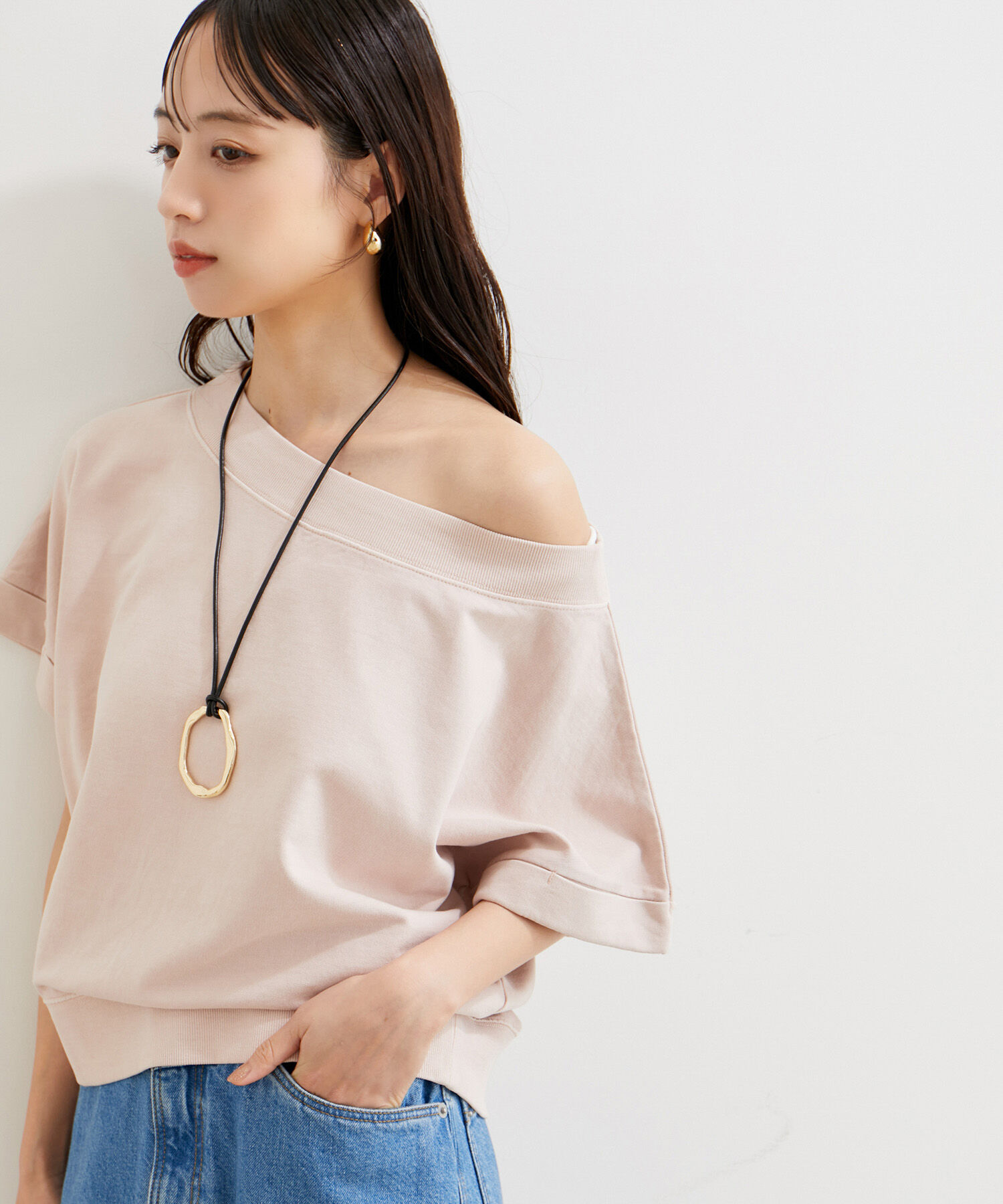 VIS「【洗える】ピグメント加工ワンショルプルオーバー」|Tシャツ・カットソー|