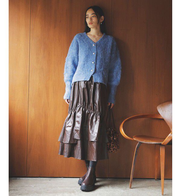 VIS「パールボタンVネック片畦ニットカーディガン」|カーディガン|