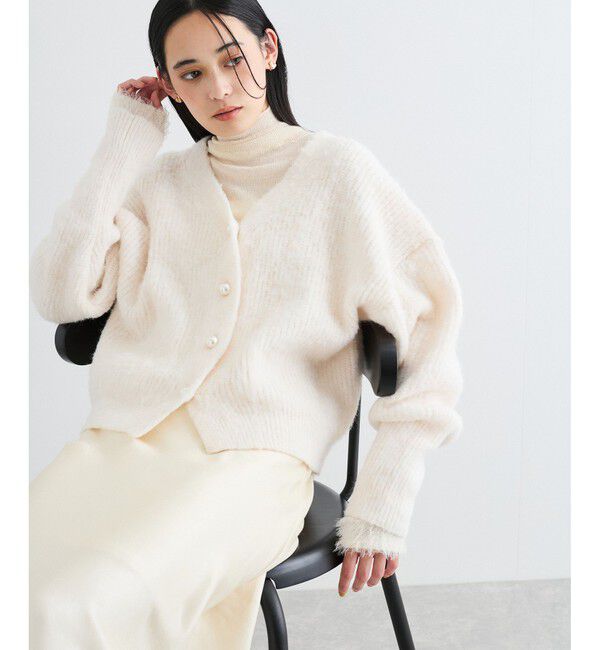 VIS「パールボタンVネック片畦ニットカーディガン」|カーディガン|