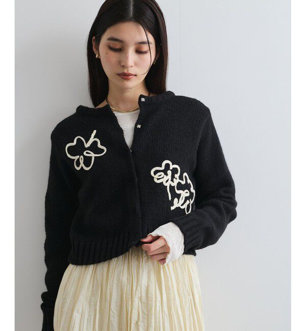 VIS「【WEB限定】刺繍フラワーカーディガン」|カーディガン|