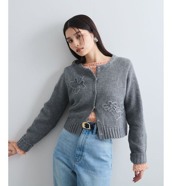 VIS「【WEB限定】刺繍フラワーカーディガン」|カーディガン|