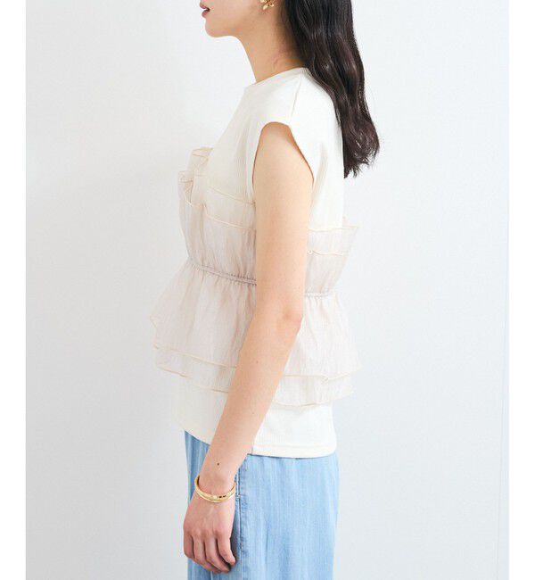 VIS「旬なレイヤードスタイルが叶う！ビスチェドッキングフレンチスリーブプルオーバー【洗える】」|Tシャツ・カットソー|