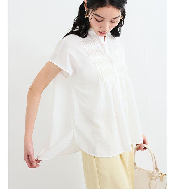 VIS「【接触冷感/洗える】気流染めスモッキングブラウス」|シャツ・ブラウス|