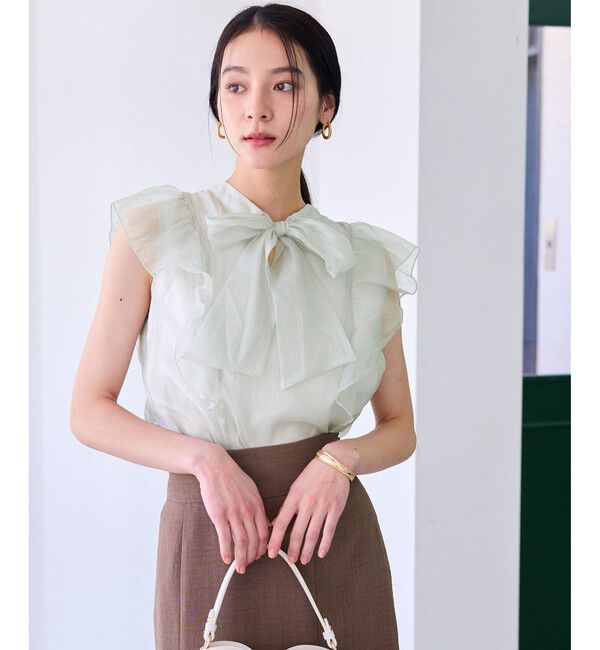 VIS「主役級！華やぎシアーシャイニーボウタイフリルブラウス【前後2WAY】【洗える】」|シャツ・ブラウス|