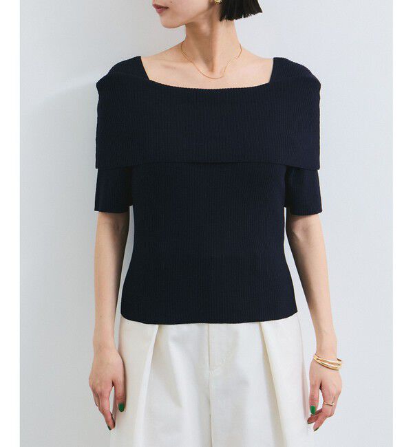 VIS「【アンチピリング/UVケア/洗える】オフショルハーフスリーブニット」|ニット・セーター|