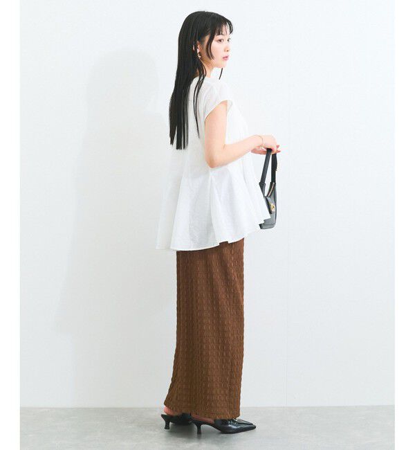 VIS「【防シワ/洗える】スキッパーフレアブラウス」|シャツ・ブラウス|