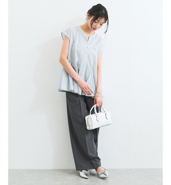 VIS「【防シワ/洗える】スキッパーフレアブラウス」|シャツ・ブラウス|