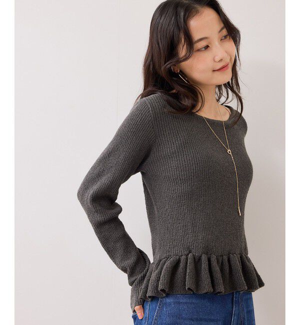 VIS「スラブヤーンペプラムフリルニットプルオーバー」|ニット・セーター|