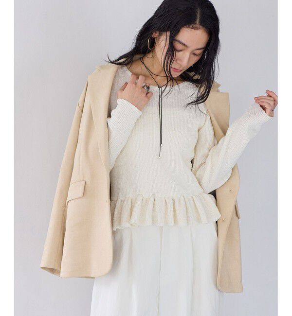 VIS「スラブヤーンペプラムフリルニットプルオーバー」|ニット・セーター|ホワイト(10)