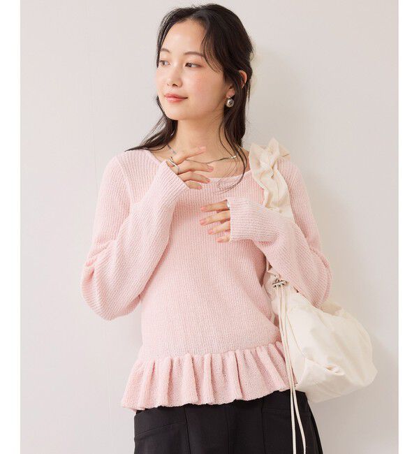 VIS「スラブヤーンペプラムフリルニットプルオーバー」|ニット・セーター|ピンク(63)