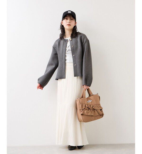 VIS「ボタンポイントペプラムカットジャケット」|カーディガン|