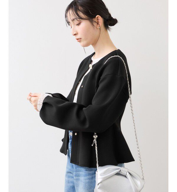 VIS「ボタンポイントペプラムカットジャケット」|カーディガン|