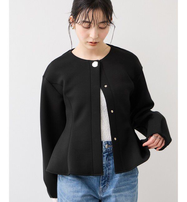 VIS「ボタンポイントペプラムカットジャケット」|カーディガン|