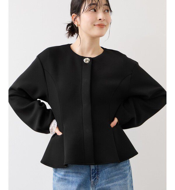 VIS「ボタンポイントペプラムカットジャケット」|カーディガン|