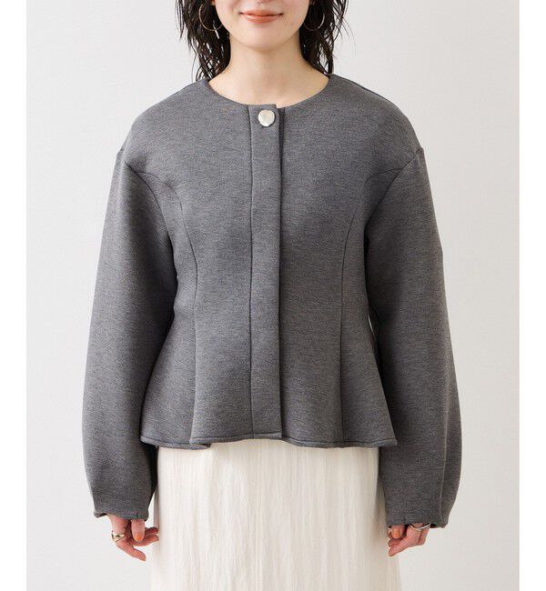 VIS「ボタンポイントペプラムカットジャケット」|カーディガン|