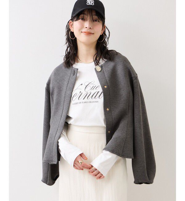 VIS「ボタンポイントペプラムカットジャケット」|カーディガン|