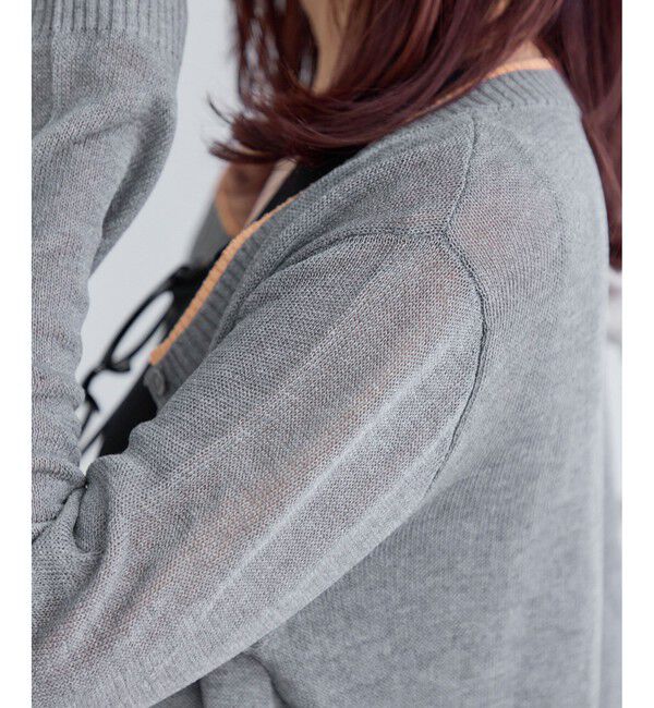 VIS「【WEB限定】麻タッチシアー配色カーディガン」|カーディガン|