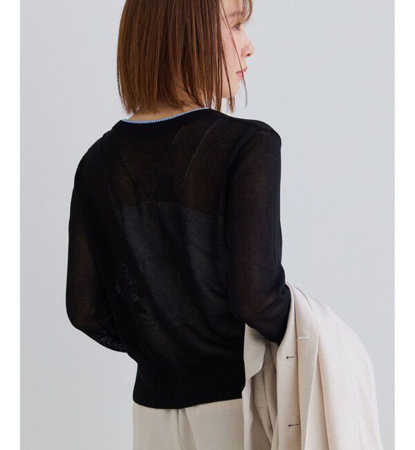 VIS「【WEB限定】麻タッチシアー配色カーディガン」|カーディガン|