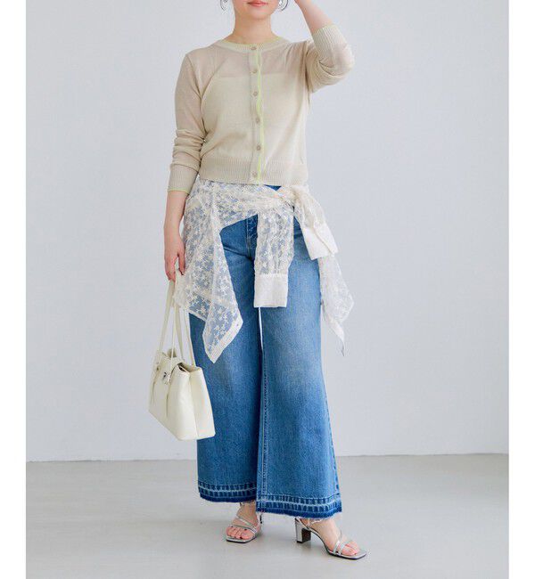 VIS「【WEB限定】麻タッチシアー配色カーディガン」|カーディガン|