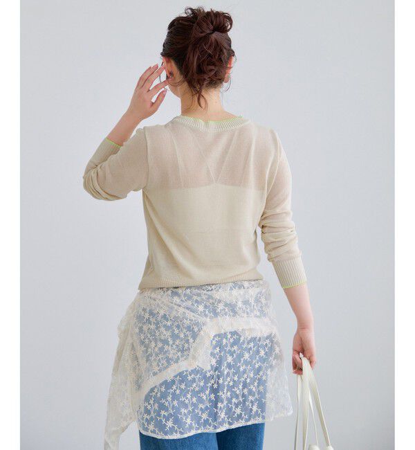 VIS「【WEB限定】麻タッチシアー配色カーディガン」|カーディガン|