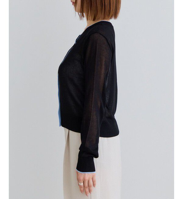 VIS「【WEB限定】麻タッチシアー配色カーディガン」|カーディガン|