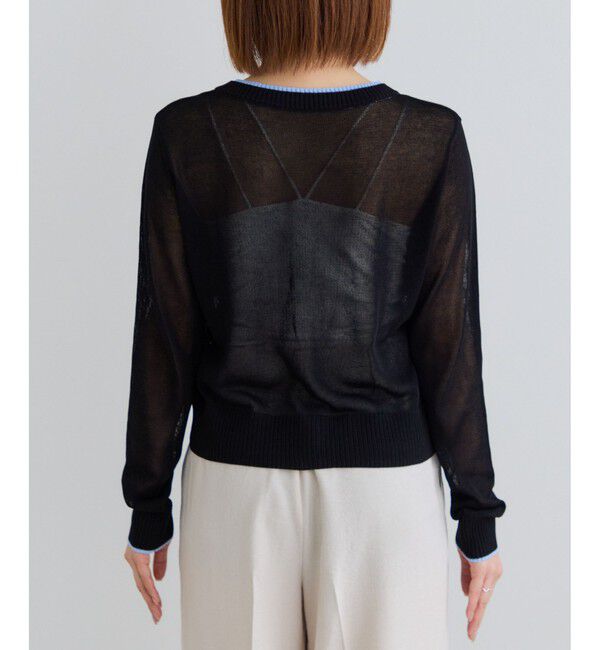 VIS「【WEB限定】麻タッチシアー配色カーディガン」|カーディガン|