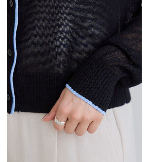 VIS「【WEB限定】麻タッチシアー配色カーディガン」|カーディガン|